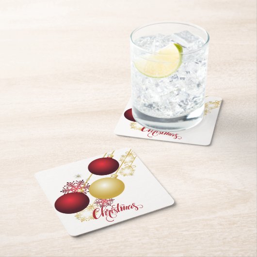 Wit, Goud en Rood Kerstfeest Kartonnen Onderzetters (Insitu)