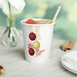 Wit, Goud en Rood Kerstfeest Papieren Bekers