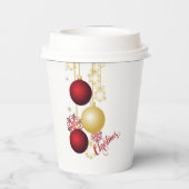 Wit, Goud en Rood Kerstfeest Papieren Bekers (Achterkant)
