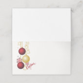 Wit, Goud en Rood Kerstfeest Plaatskaartje (Buitenkant ongevouwen)