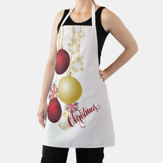 Wit, Goud en Rood Kerstfeest Schort (Insitu)