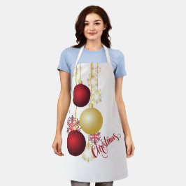 Wit, Goud en Rood Kerstfeest Schort