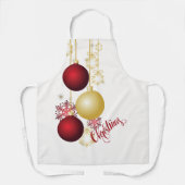 Wit, Goud en Rood Kerstfeest Schort (Voorkant)