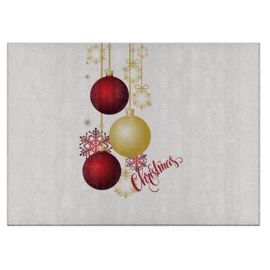 Wit, Goud en Rood Kerstfeest Snijplank (Voorkant)