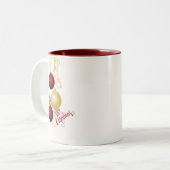 Wit, Goud en Rood Kerstfeest Tweekleurige Koffiemok (Voorkant links)