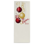 Wit, Goud en Rood Kerstfeest Wijn Cadeautas (Voorkant)