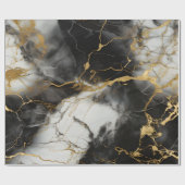 Wit, Goud en Zwart Luxe Marmer Elegant Cadeaupapier (Vlak)