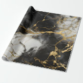 Wit, Goud en Zwart Luxe Marmer Elegant Cadeaupapier (Uitgerold)