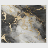 Wit, Goud en Zwart Luxe Marmer Elegant Cadeaupapier (Vlak)