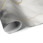 Wit, Goud en Zwart Luxe Marmer Elegant Cadeaupapier (Rol Hoek)
