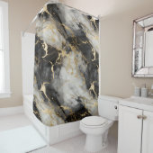 Wit, Goud en Zwart Luxe Marmer Elegant Douchegordijn (In situ)