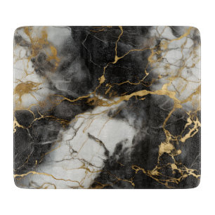 Wit, Goud en Zwart Luxe Marmer Elegant Snijplank