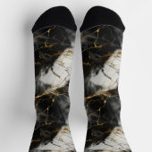Wit, Goud en Zwart Luxe Marmer Elegant Sokken (Top)