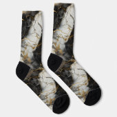 Wit, Goud en Zwart Luxe Marmer Elegant Sokken (Rechts)