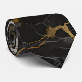 Wit, Goud en Zwart Luxe Marmer Elegant Stropdas (Opgerold)