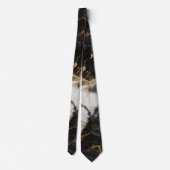 Wit, Goud en Zwart Luxe Marmer Elegant Stropdas (Achterkant)