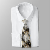 Wit, Goud en Zwart Luxe Marmer Elegant Stropdas (Gebonden)