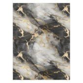 Wit, Goud en Zwart Luxe Marmer Elegant Tafelkleed (Voorkant)