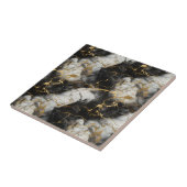 Wit, Goud en Zwart Luxe Marmer Elegant Tegeltje (Zijkant)