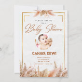 Wit Goud Esthetische baby douche uitnodigingen (Voorkant)