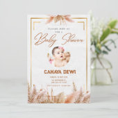 Wit Goud Esthetische baby douche uitnodigingen (Staand voorkant)