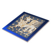 WIT GOUD FANTASY GRIFFIN IN BLAUW TEGELTJE (Zijkant)