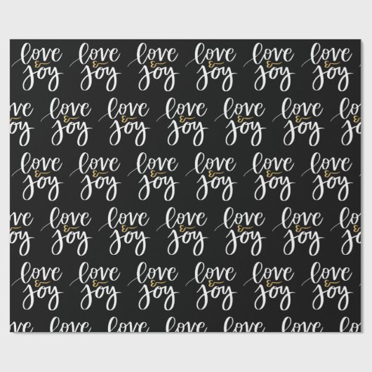 Wit Goud Feestelijke Kerstmis Liefde & Vreugde Cadeaupapier (Vlak)