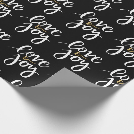 Wit Goud Feestelijke Kerstmis Liefde & Vreugde Cadeaupapier (Hoek)