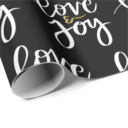 Wit Goud Feestelijke Kerstmis Liefde & Vreugde Cadeaupapier (Rol Hoek)