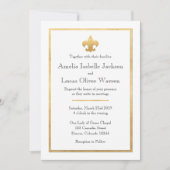 Wit & Goud Fleur de Lis Uitnodiging voor het Huwel (Voorkant)