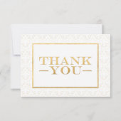 Wit & Goud Fleur de Lis Wedding Dank u Kaarten (Voorkant)