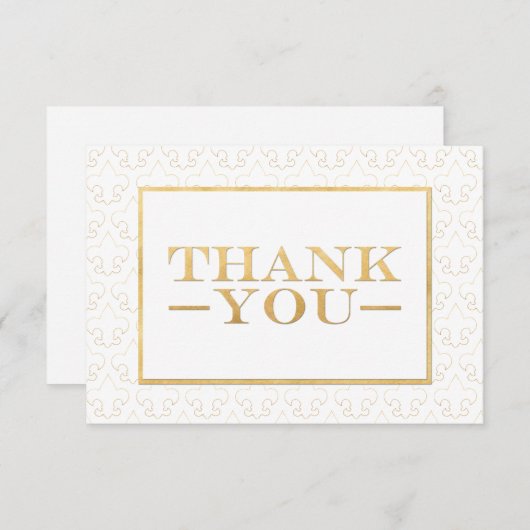 Wit & Goud Fleur de Lis Wedding Dank u Kaarten (Voorkant / Achterkant)