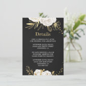wit goud floraal zwart omhullingskaart informatiekaartje (Staand voorkant)