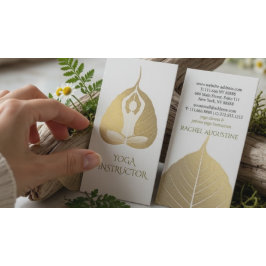 Wit & Goud Folie Bodhi Blad Yoga Meditatie Pose Visitekaartje