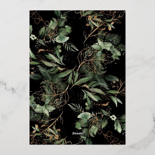 Wit goud folie frame | Boho botanische Eucalyptus Folie Uitnodiging (Achterkant)