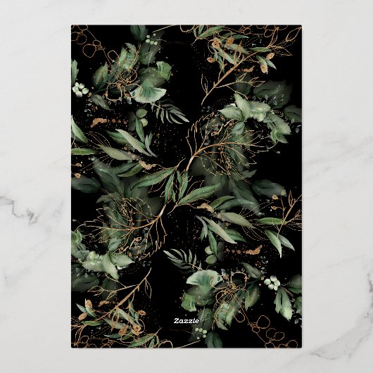 Wit goud folie frame | Boho botanische Eucalyptus Uitnodiging (Achterkant)
