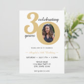 Wit & Goud Foto 30 Dertig jaar 30e verjaardag Kaart (Staand voorkant)