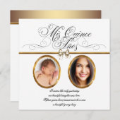Wit Goud Foto Quinceanera Uitnodigingen (Voorkant / Achterkant)