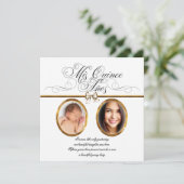 Wit Goud Foto Quinceanera Uitnodigingen (Staand voorkant)