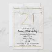 Wit & Goud gemarmerd 21e verjaardag uitnodigingen (Voorkant)