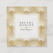 Wit & Goud Geometrisch Art-Deco Patroon 2 Vierkante Visitekaartje (Voorkant)