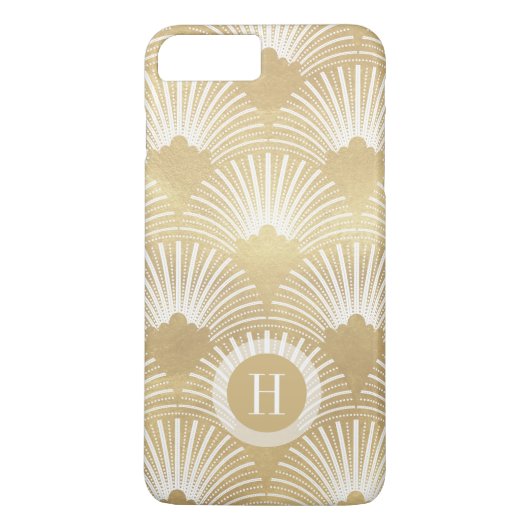 Wit & goud geometrisch art-deco patroon Case-Mate iPhone case (Achterkant)