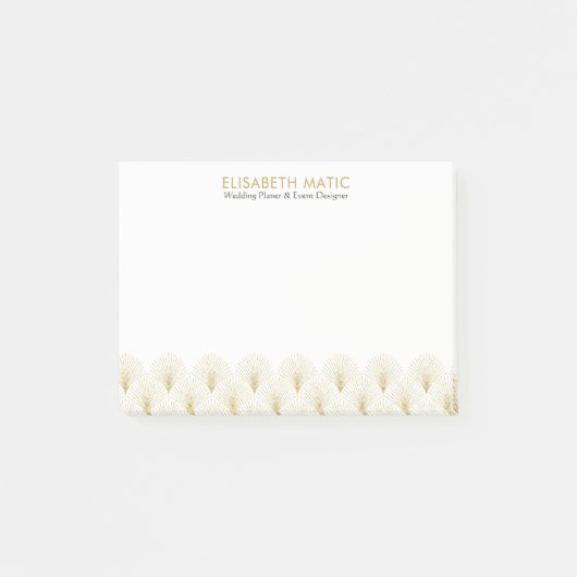 Wit & Goud Geometrisch Art-deco Patroon Post-it® Notes (Voorkant)
