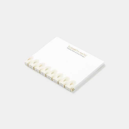 Wit & Goud Geometrisch Art-deco Patroon Post-it® Notes (Schuin)