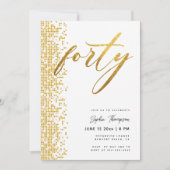 Wit Goud Geometrisch Glitter Elegant 40e Verjaarda Kaart (Voorkant)