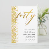 Wit Goud Geometrisch Glitter Elegant 40e Verjaarda Kaart (Staand voorkant)