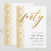 Wit Goud Geometrisch Glitter Elegant 40e Verjaarda Kaart (Voorkant / Achterkant)