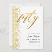 Wit Goud Geometrisch Glitter Elegant 50ste Verjaar Kaart (Voorkant)