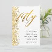 Wit Goud Geometrisch Glitter Elegant 50ste Verjaar Kaart (Staand voorkant)