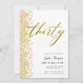 Wit Goud Geometrische Glitter Elegant 30e Verjaard Kaart (Voorkant)